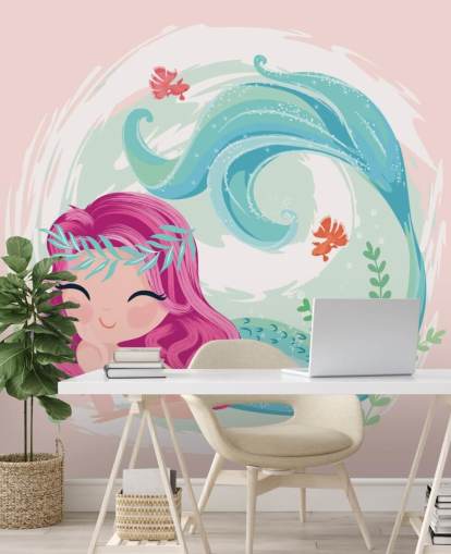 smiling mermaid with purple hair and blue wreath crown wallpaper smiling mermaid with purple hair and blue wreath crown wallpaper