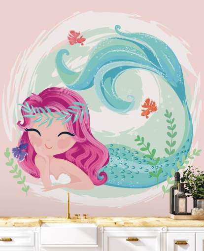 smiling mermaid with purple hair and blue wreath crown wallpaper smiling mermaid with purple hair and blue wreath crown wallpaper