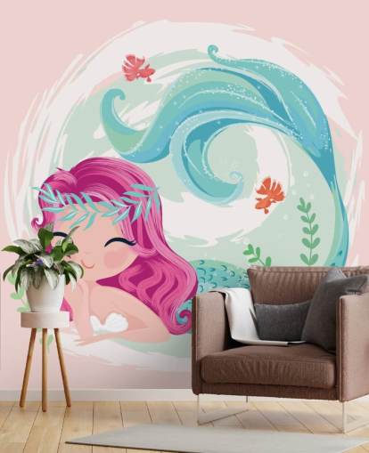 smiling mermaid with purple hair and blue wreath crown wallpaper smiling mermaid with purple hair and blue wreath crown wallpaper