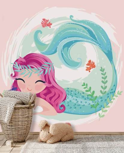 smiling mermaid with purple hair and blue wreath crown wallpaper smiling mermaid with purple hair and blue wreath crown wallpaper