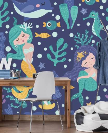 blue mermaid wallpaper