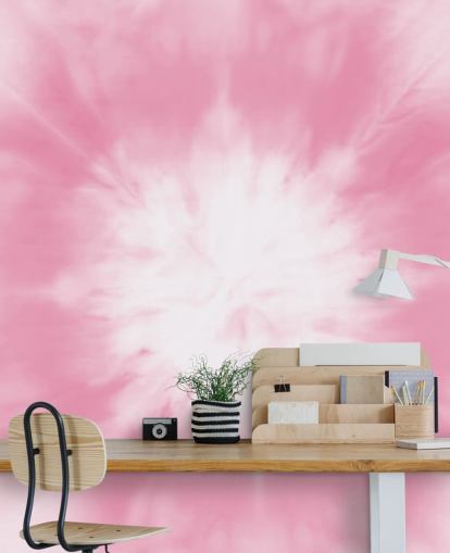 carta da parati tie dye rosa e bianca 