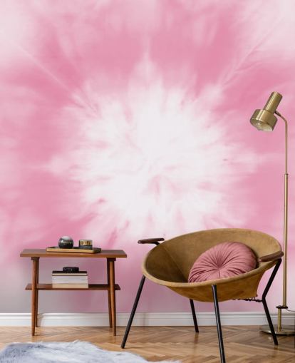 papel de parede tie dye rosa e branco 