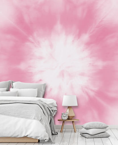 papier peint tie dye rose et blanc 
