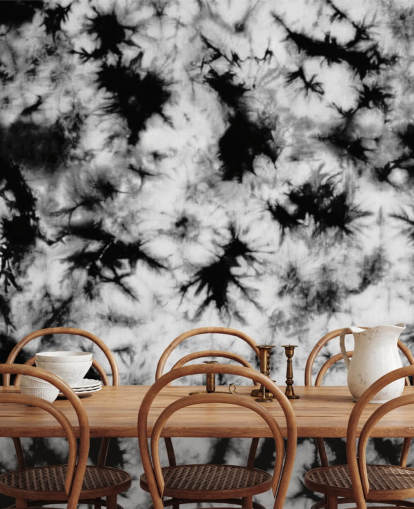 papel pintado tie dye blanco y negro