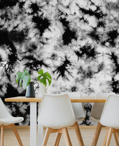 papier peint tie dye noir et blanc