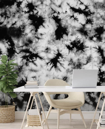 carta da parati tie dye in bianco e nero