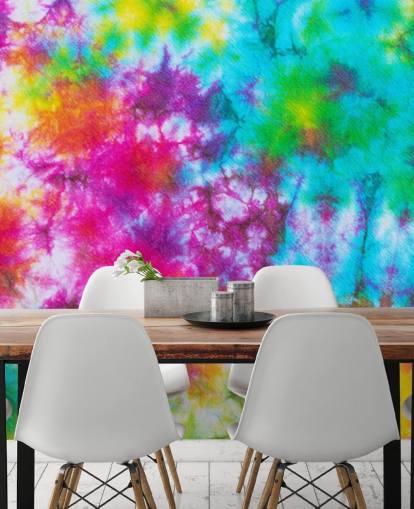 veelkleurig tie dye behang