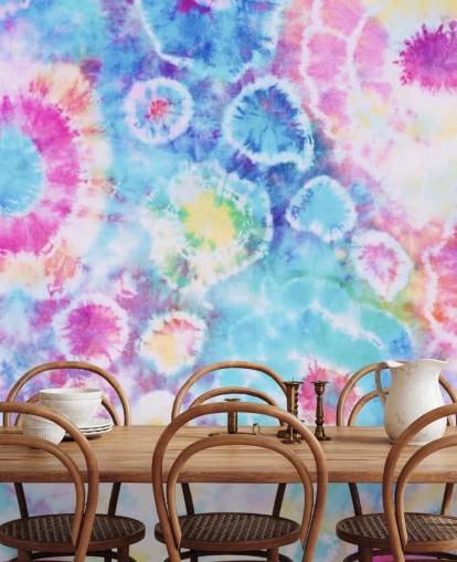 papel pintado de círculos coloridos tie dye