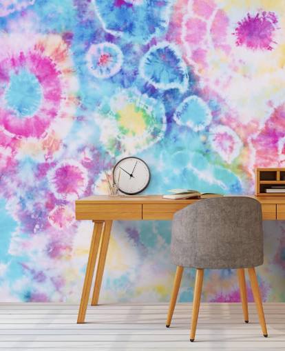 papel pintado de círculos coloridos tie dye