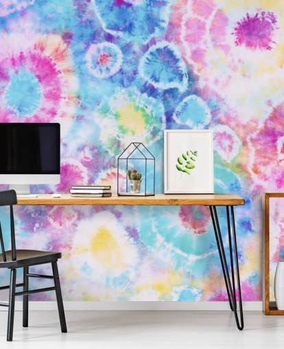 papel pintado de círculos coloridos tie dye