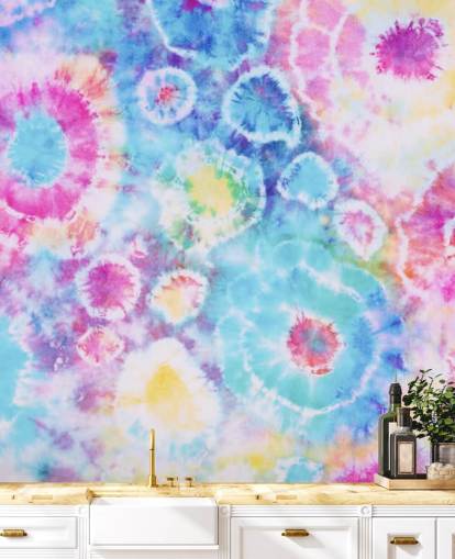 papel pintado de círculos coloridos tie dye