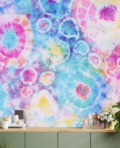kleurrijke tie dye cirkels behang