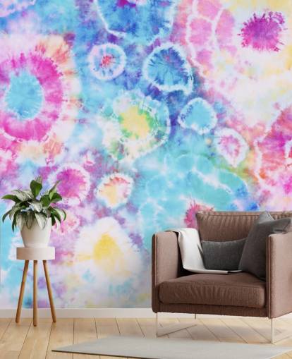 papel pintado de círculos coloridos tie dye
