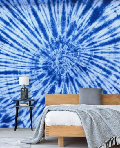 blue tie dye swirl behang