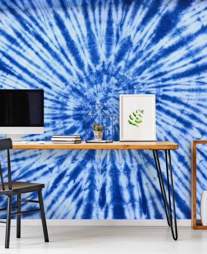 carta da parati blu tie dye swirl