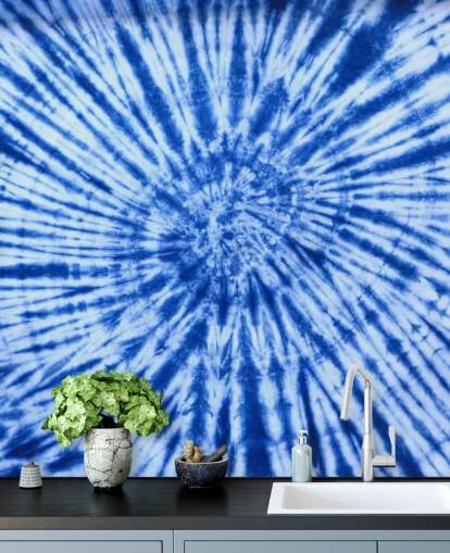 Blau Tie Dye Swirl Tapete