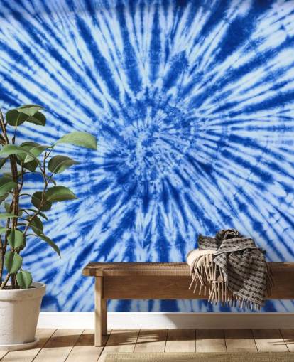 blue tie dye swirl behang