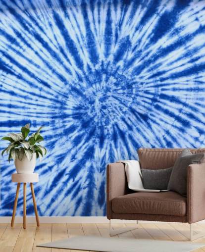 blue tie dye swirl behang