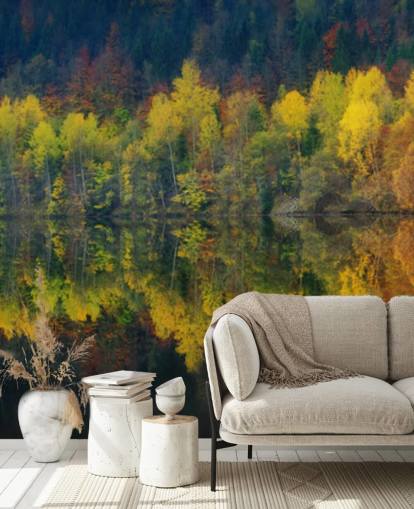árvores outonais alaranjadas por um lago refletindo sua imagem papel de parede árvores outonais alaranjadas por um lago refletindo sua imagem papel de parede