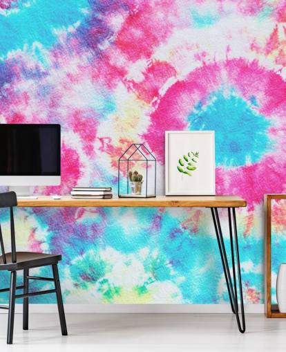 aqua blauw en roze tie dye cirkel behang aqua blauw en roze tie dye cirkel behang