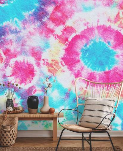 aqua blue and pink tie dye circle wallpaper