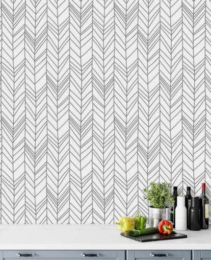 papel de parede padrão personalizável cinza e branco chamado Herringbone Doodle para escritórios domésticos e quartos papel de parede padrão personalizável cinza e branco chamado Herringbone Doodle para escritórios domésticos e quartos