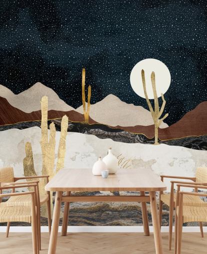 papel de parede deserto de mármore e ouro