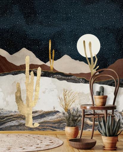 papel de parede deserto de mármore e ouro