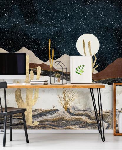 marble and gold desert wallpaper