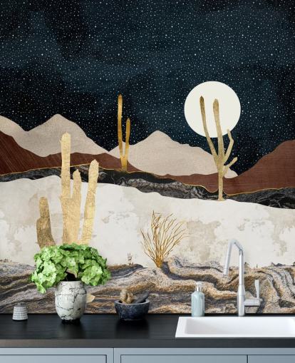 papel de parede deserto de mármore e ouro