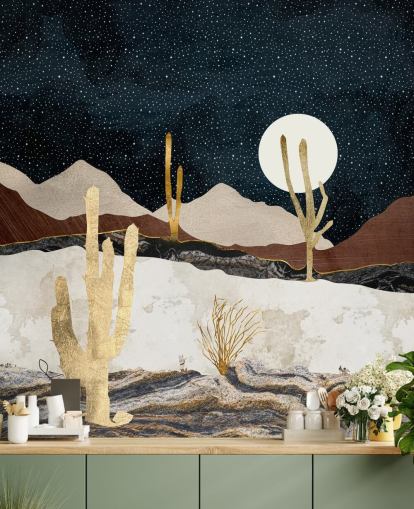 marble and gold desert wallpaper