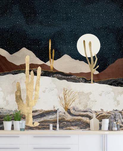 marble and gold desert wallpaper