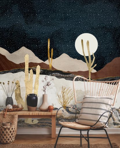 papel de parede deserto de mármore e ouro