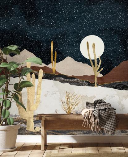 marble and gold desert wallpaper