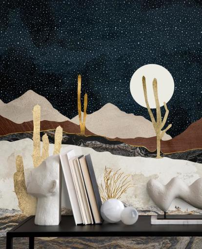 marble and gold desert wallpaper