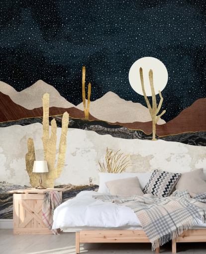 papel de parede deserto de mármore e ouro