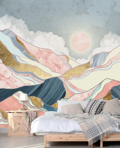 goud- en pastelbergen en zonnebehang