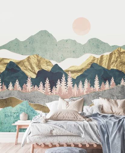 abstract pastel and gold mountain wall mural abstract pastel and gold mountain wall mural