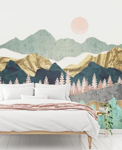 abstract pastel and gold mountain wall mural abstract pastel and gold mountain wall mural