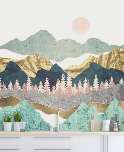 abstract pastel and gold mountain wall mural abstract pastel and gold mountain wall mural