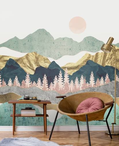 abstract pastel and gold mountain wall mural abstract pastel and gold mountain wall mural