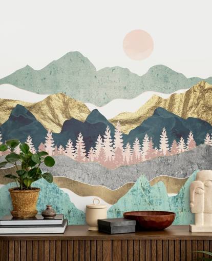abstract pastel and gold mountain wall mural abstract pastel and gold mountain wall mural