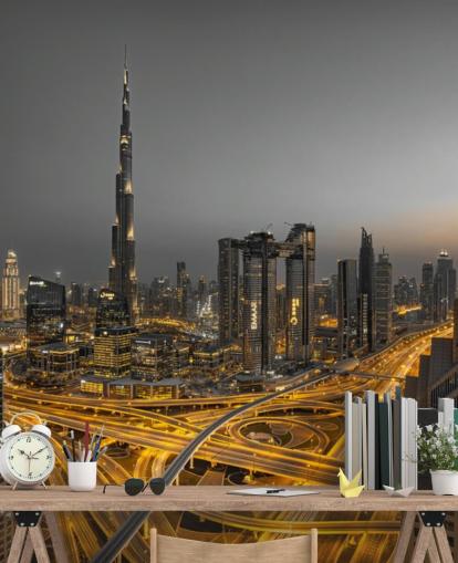 dubai at night lit up with golden lighting wallpaper dubai at night lit up with golden lighting wallpaper