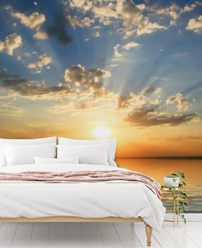Decorazione murale arancione con tramonto sul mare Decorazione murale arancione con tramonto sul mare