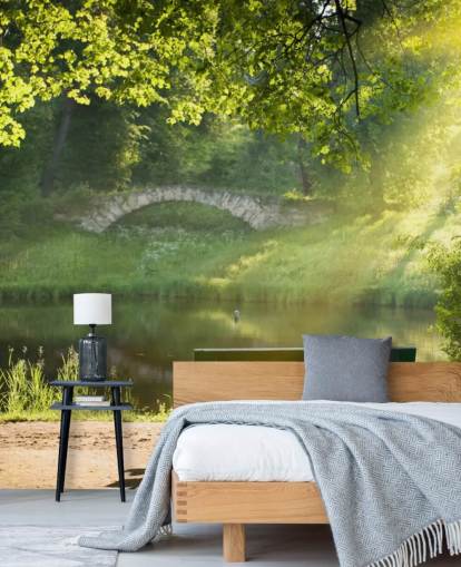 Papier Peint Fresque Pont et Banc de