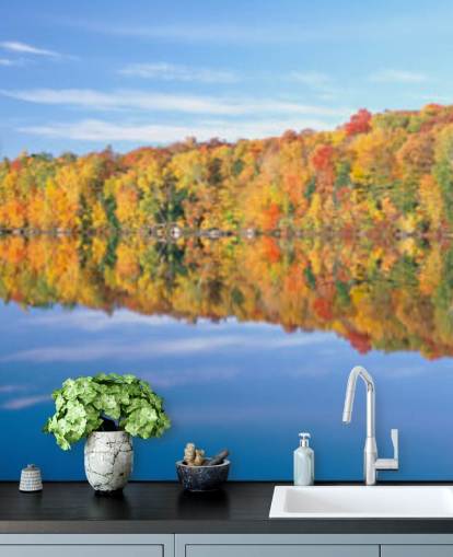 orange and yellow trees by lake wallpaper orange and yellow trees by lake wallpaper