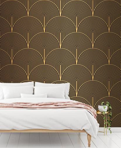 black and gold coloured mermaid scales wallpaper