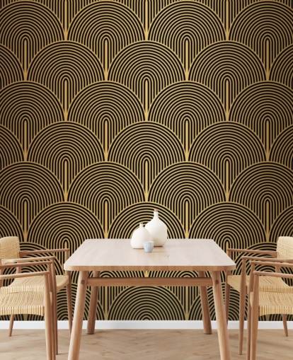 papel pintado de escamas de sirena de color negro y dorado