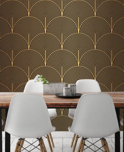 black and gold coloured mermaid scales wallpaper